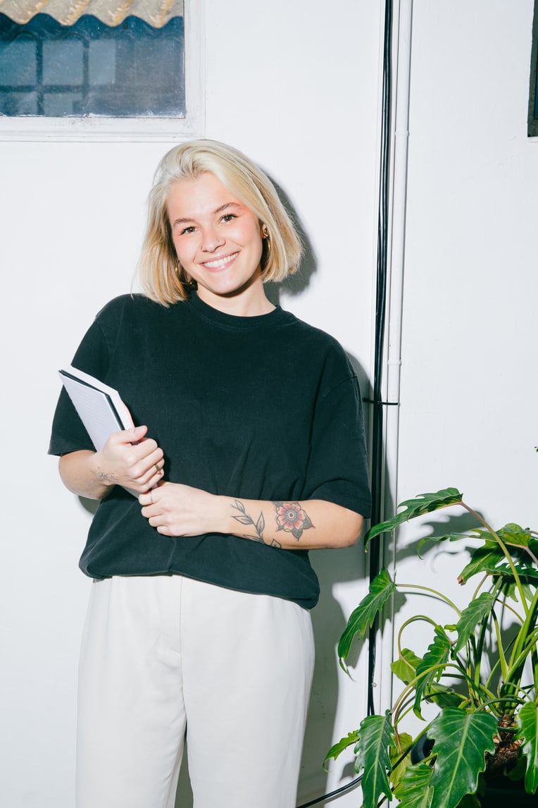 High Flash People Portraits Woman Holding a Notebook